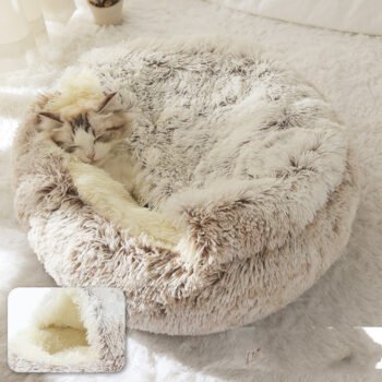 2 IN 1 Dog And Cat Bed Pet Round Plush Warm Bed
