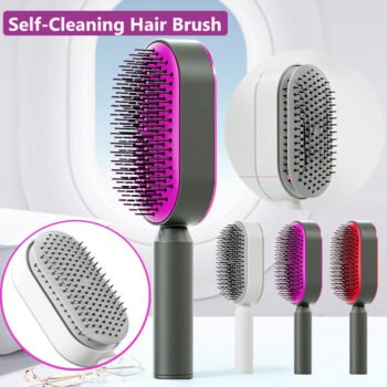 Self Cleaning Hair Brush For Women One-Key Cleaning Hair Loss Airbag Maggage Scalp Comb Anti-Static Hairbrush