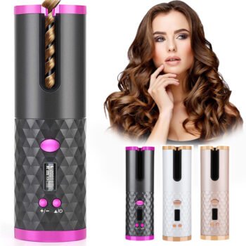 Rechargable Automatics Hair Curler Women Portable Hair Curling Iron LCD Display Ceramic Curly Rotating Curling Wave Styler
